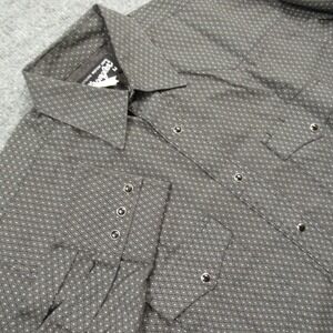 Wrangler Shirt Men Medium Black Pearl Snap All over Diamond Western Cowboy Rodeo
